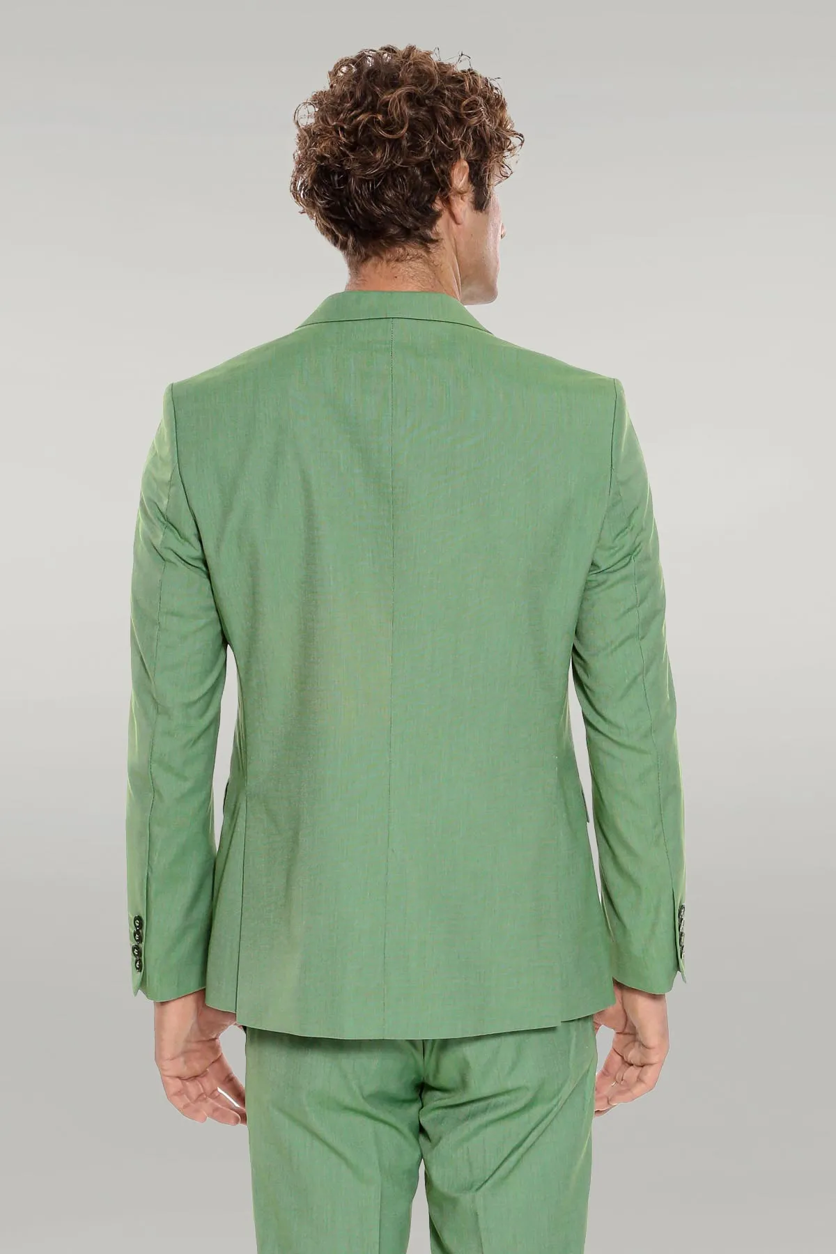 2 Piece Patterned Slim Fit Green Men Suit - Wessi