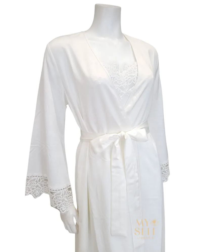 573 574 Ivory Rosey Chiffon Gown & Robe Set