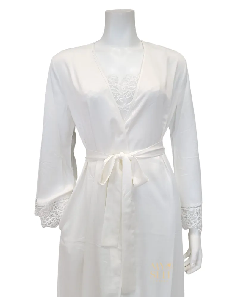 573 574 Ivory Rosey Chiffon Gown & Robe Set
