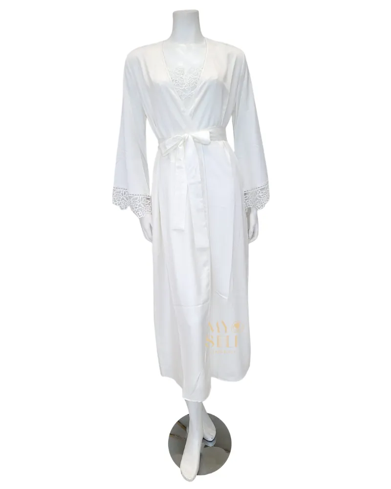 573 574 Ivory Rosey Chiffon Gown & Robe Set