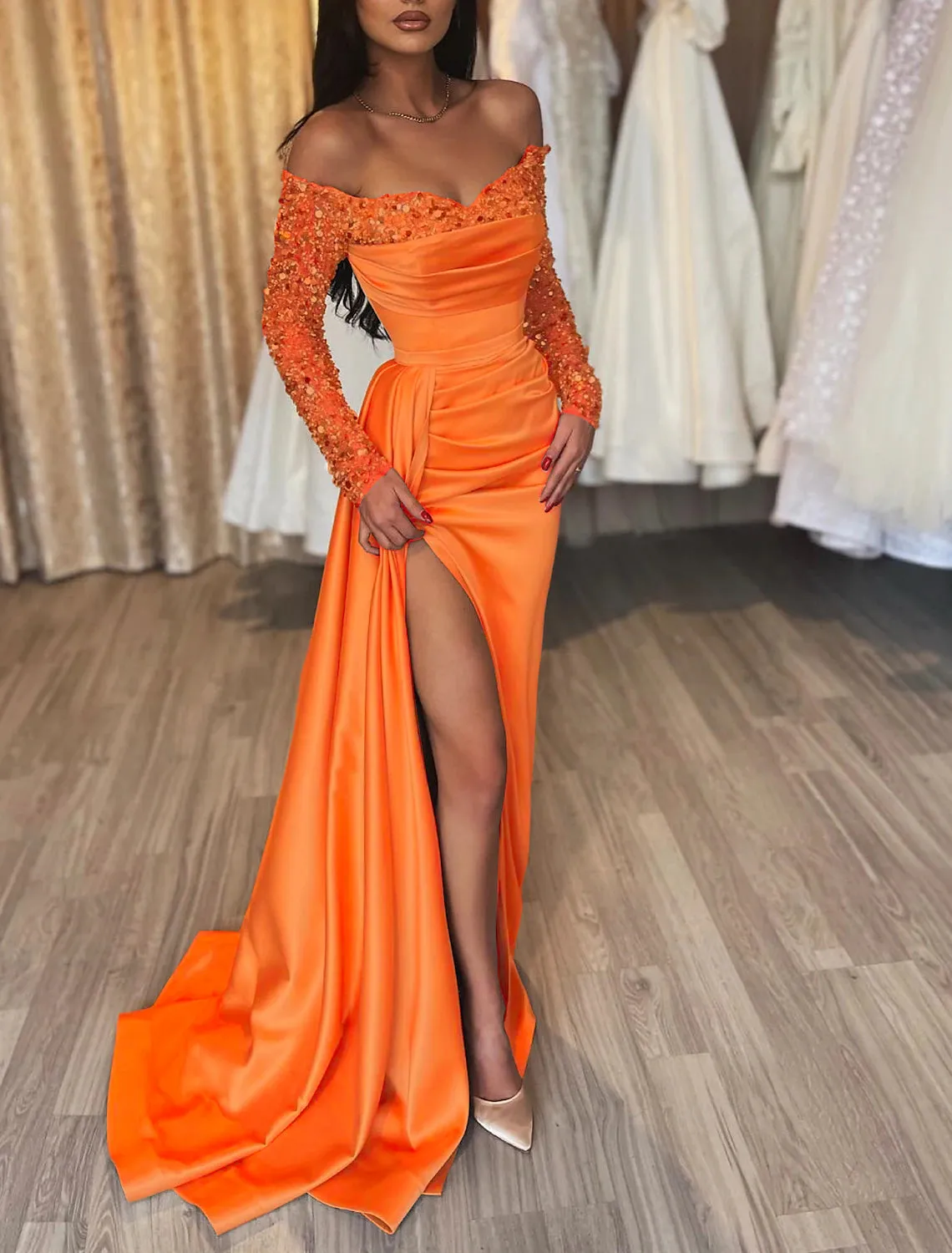 A-Line Evening Gown Sexy Dress Formal Wedding Guest Court Train Sleeveless V Neck Capes Chiffon with Rhinestone Ruched