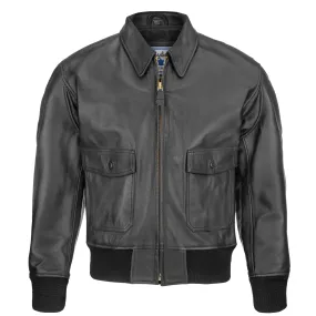ANJ-3 Black Goatskin Leather Bomber Jacket