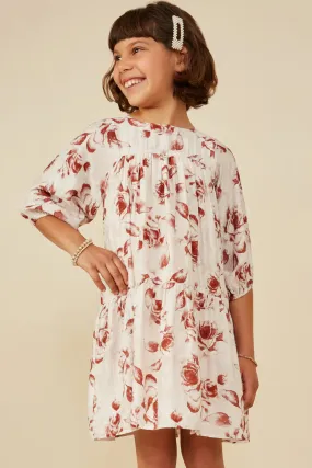 Antique Floral Print Tiered Dress