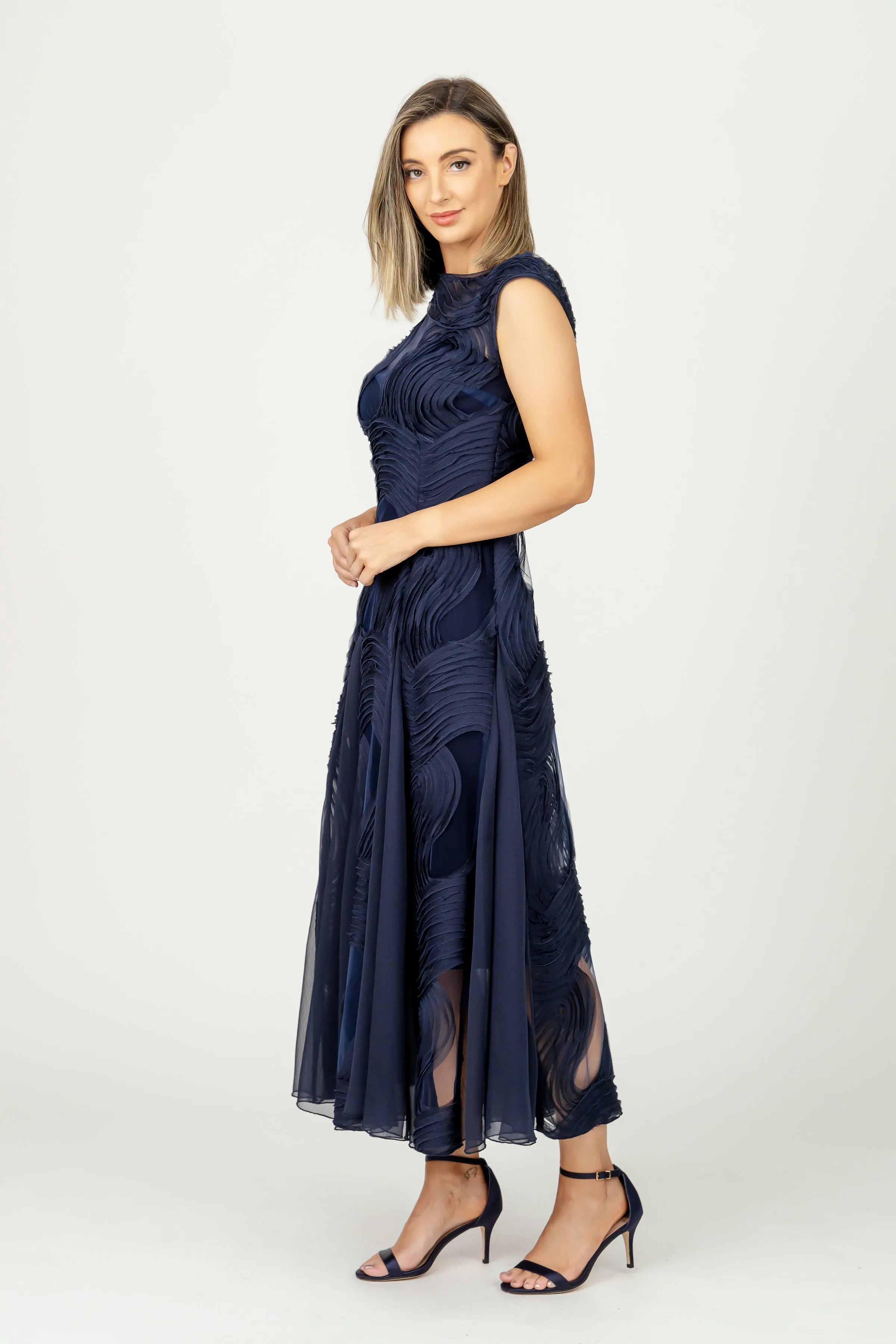 ATLANTIS Cap Sleeve Godet Gown