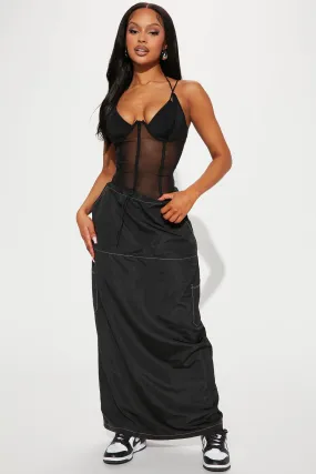 Back At It Again Cargo Skirt - Black/White