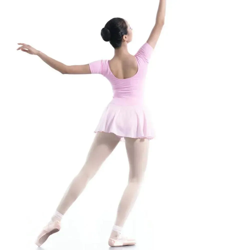 Ballet Leotard with Skirt Short Sleeves Ballet Dress for Practice & Performance
