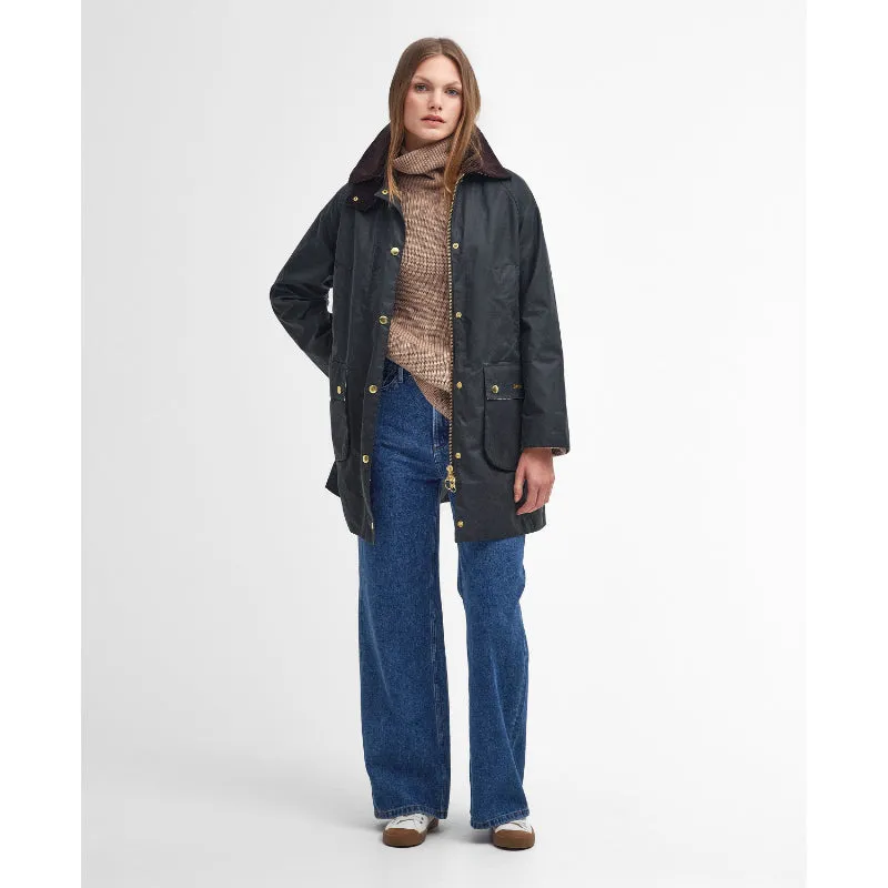 Barbour Long Beadnell Ladies Wax Jacket - Sage/Ancient