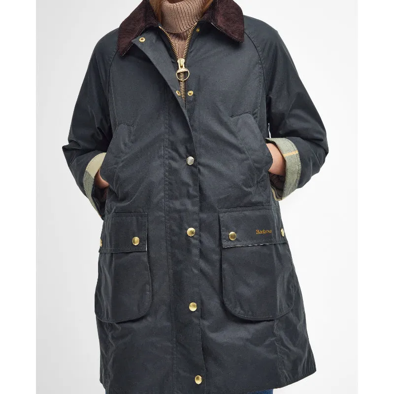 Barbour Long Beadnell Ladies Wax Jacket - Sage/Ancient
