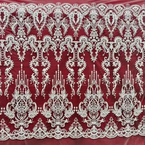 Beaded Lace Fabric Embroidered on 100% Polyester Net Mesh | Lace USA - GD-237189