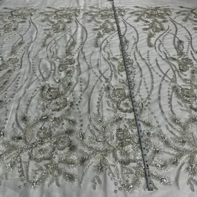 Beaded Lace Fabric Embroidered on 100% Polyester Net Mesh | Lace USA - GD-2917