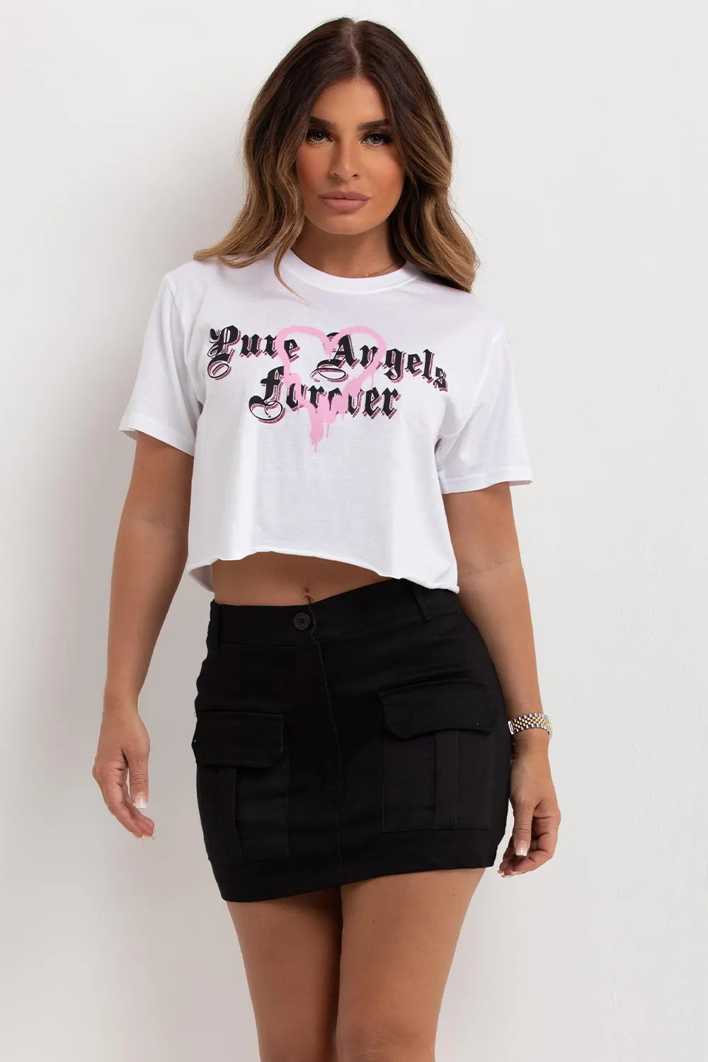 Black Cargo Skirt With Pocket Detail
