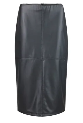 Black Pleather Midi Skirt - Tia