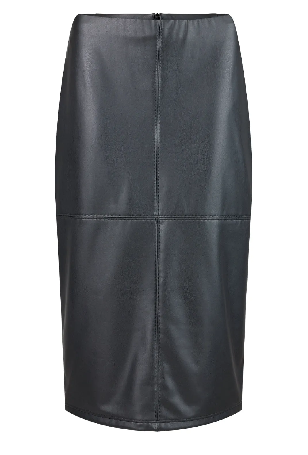 Black Pleather Midi Skirt - Tia