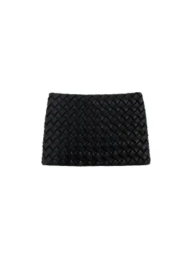 Black Quilted Leather Skirt