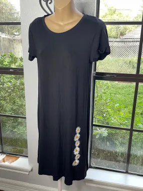 Black Sunflower Dress Embroidered