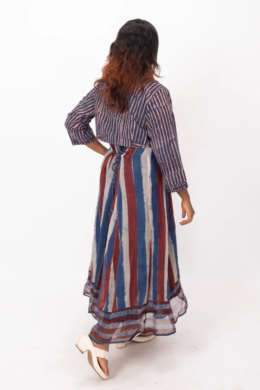 Blue Handcrafted Cotton Dress 10071229