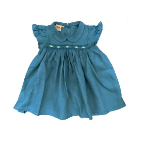 Blueberry Linen Baby Smocked Dress ( Baby size 6m to 2T)