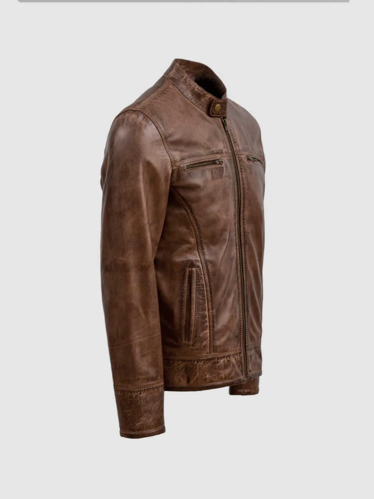 Brown Leather Waxed Jacket
