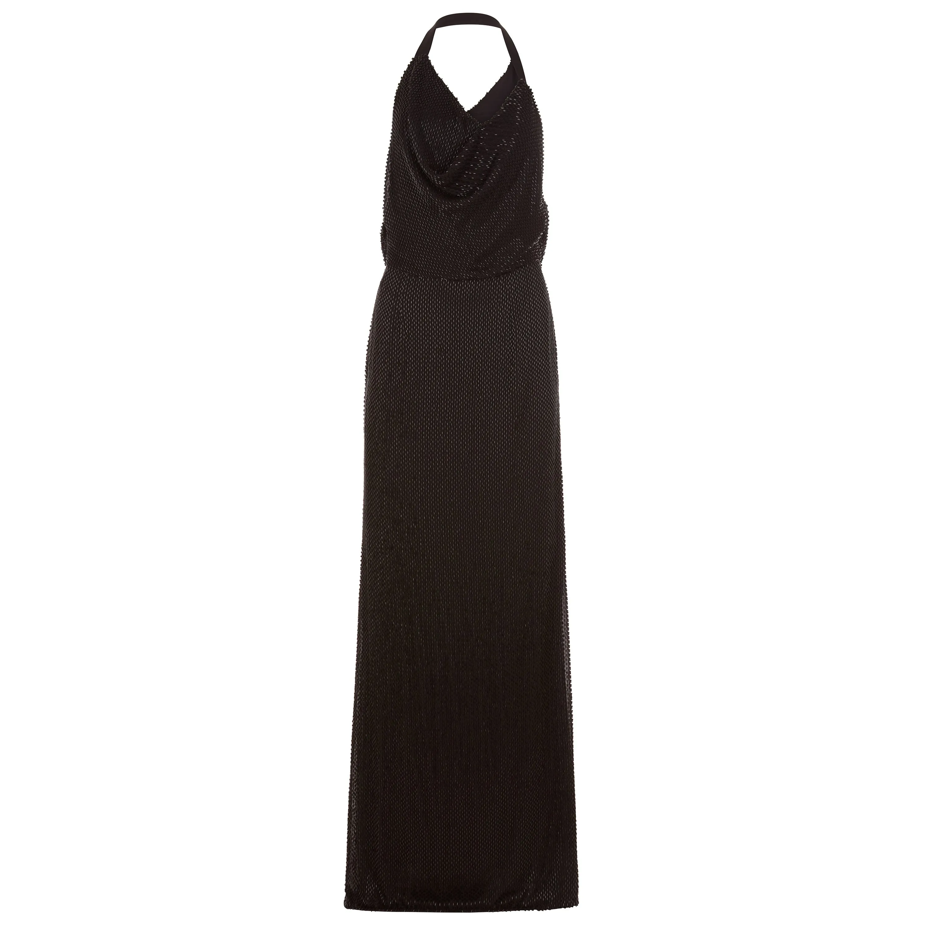 Bugle Bead Cowl Gown Black