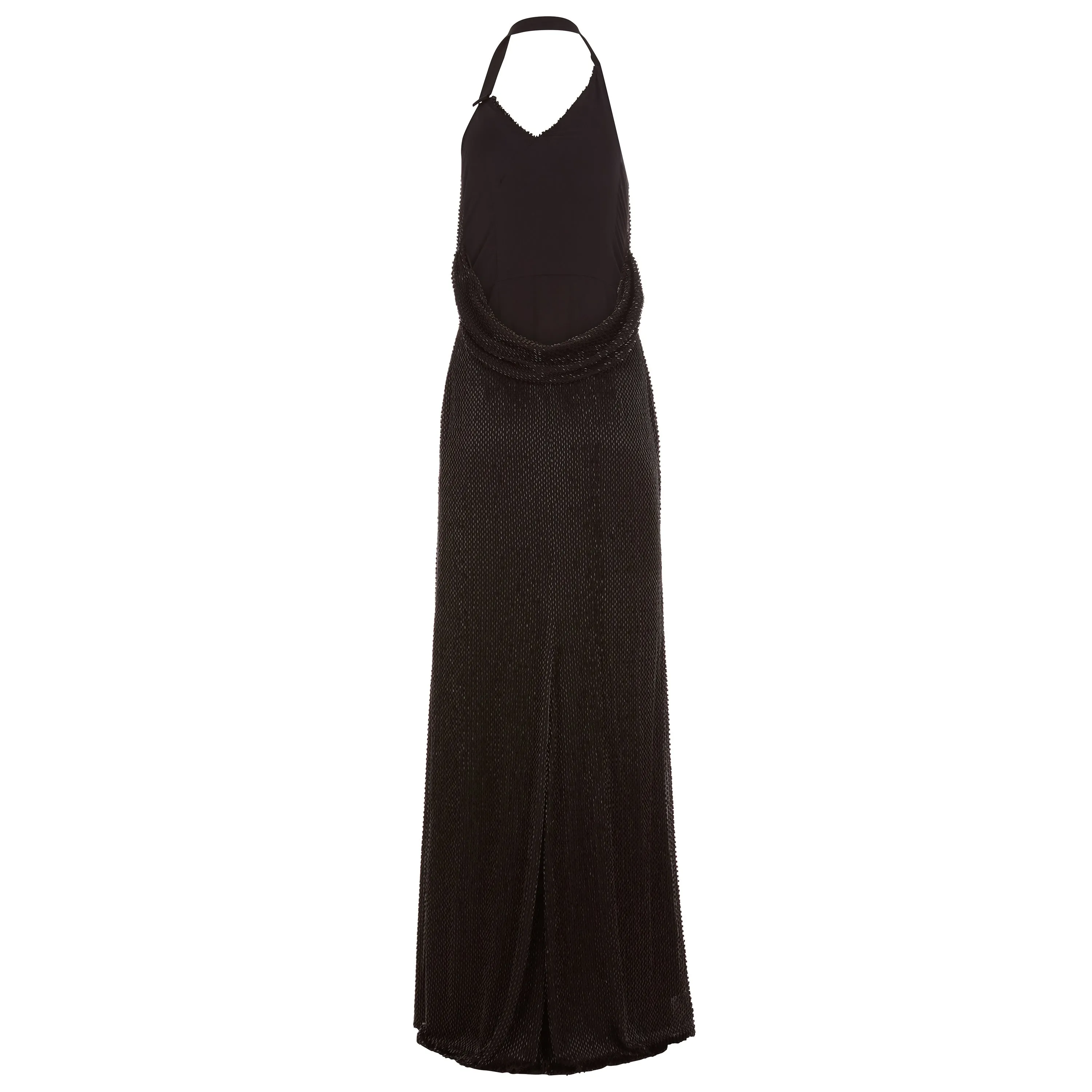 Bugle Bead Cowl Gown Black