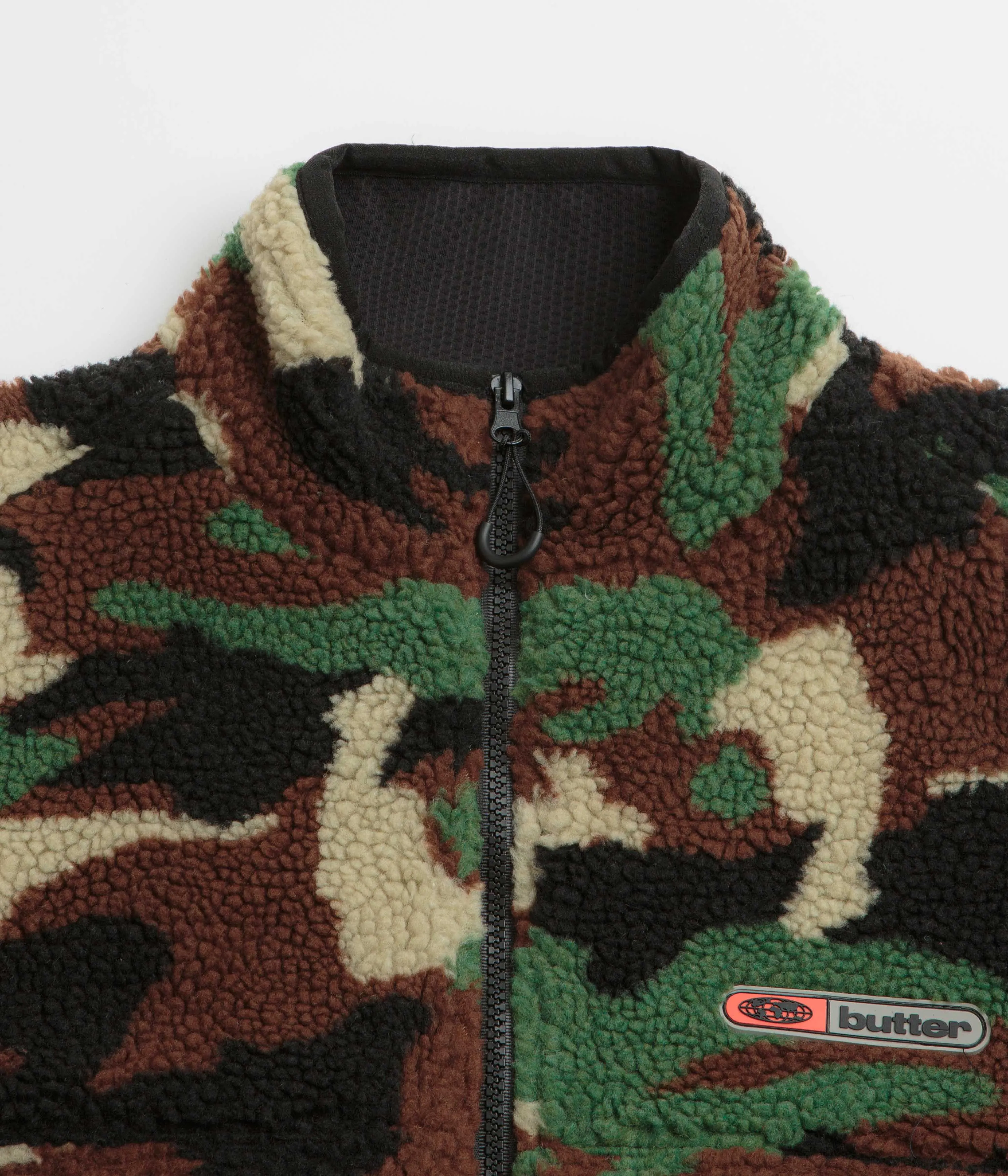 Butter Goods Camo Sherpa Jacket - Forest Green