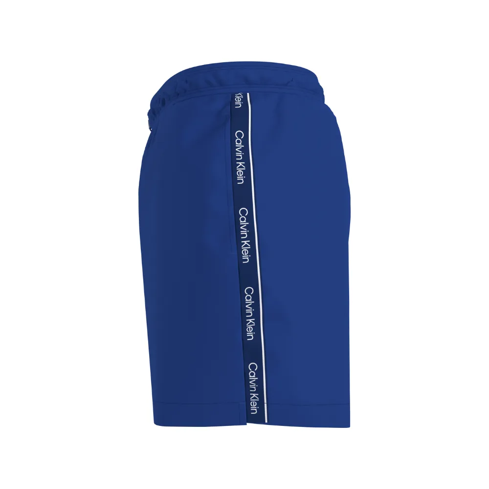 Calvin Klein Logo Tape Medium Drawstring Swim Shorts Dark Blue