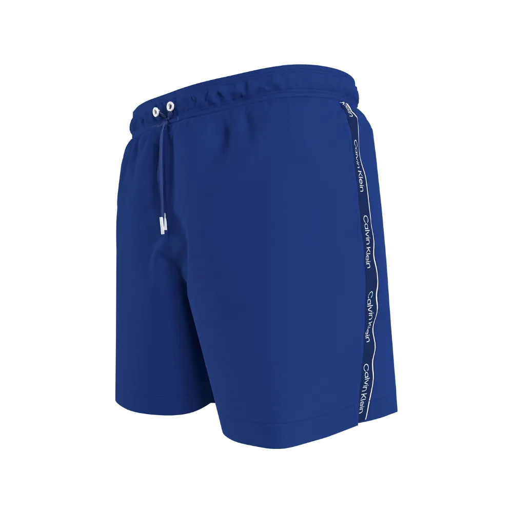 Calvin Klein Logo Tape Medium Drawstring Swim Shorts Dark Blue