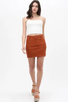 Cargo Cotton Span Mini Skirt