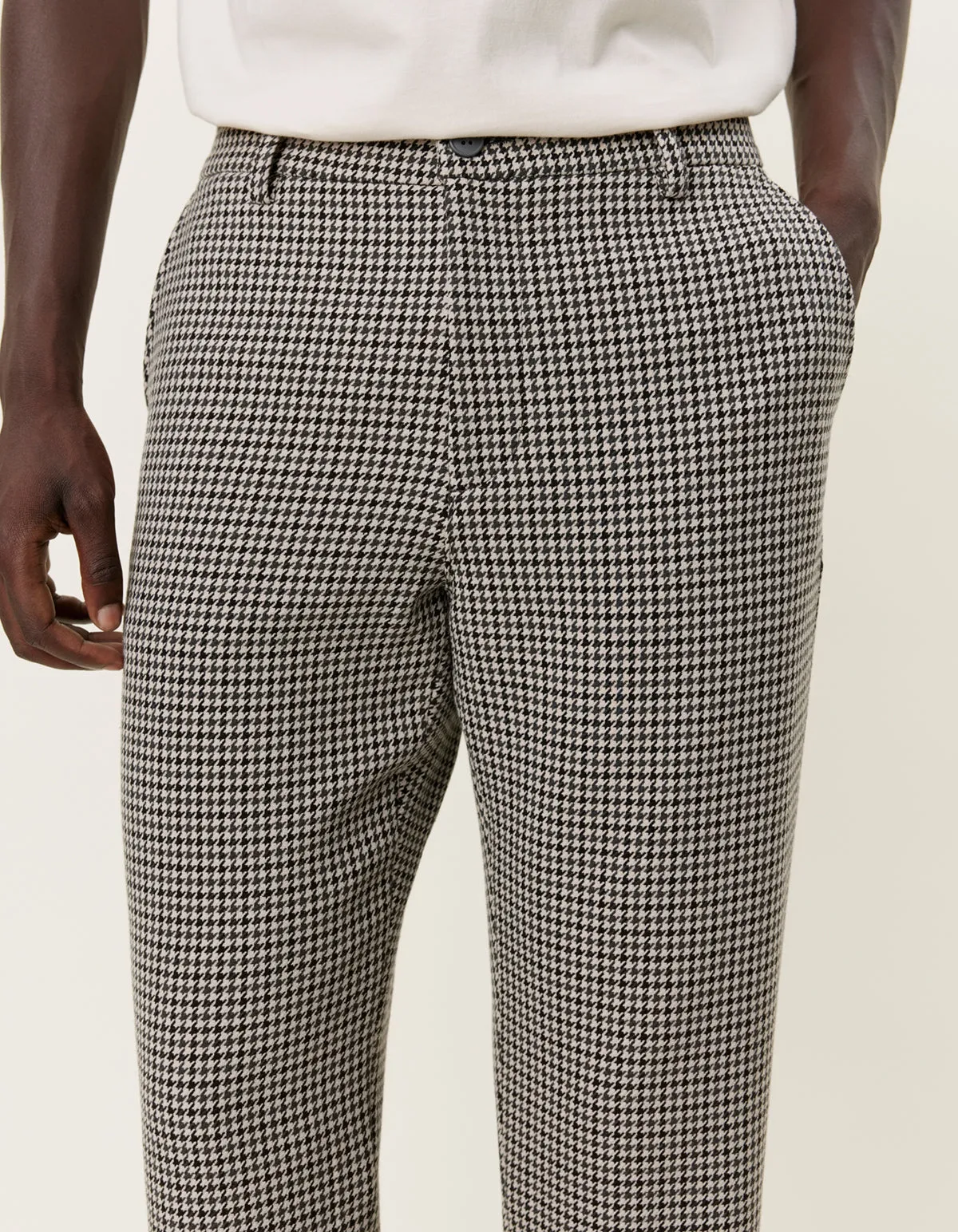 Como Reg Houndstooth Suit Pant in Light Desert Sand/Black
