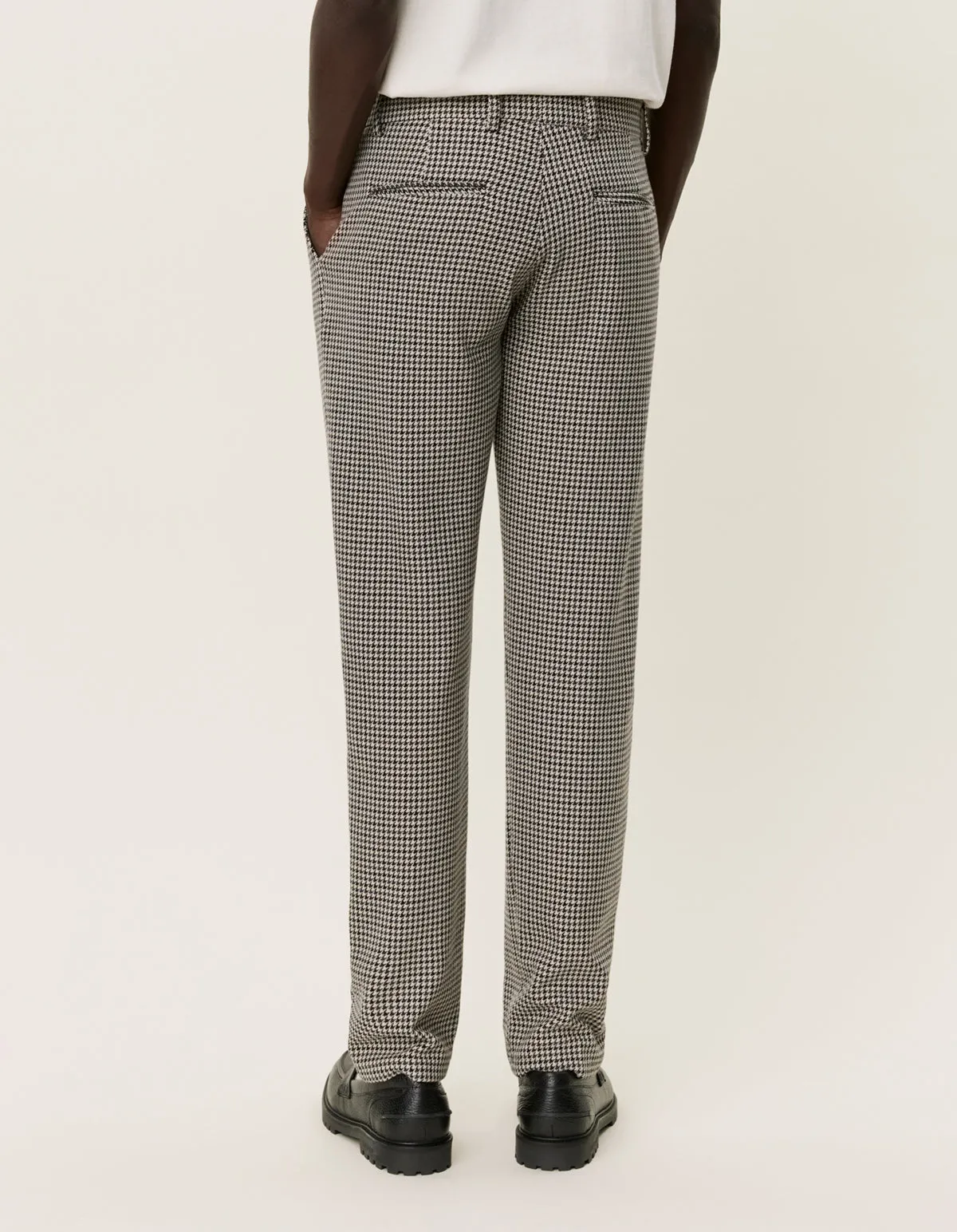Como Reg Houndstooth Suit Pant in Light Desert Sand/Black