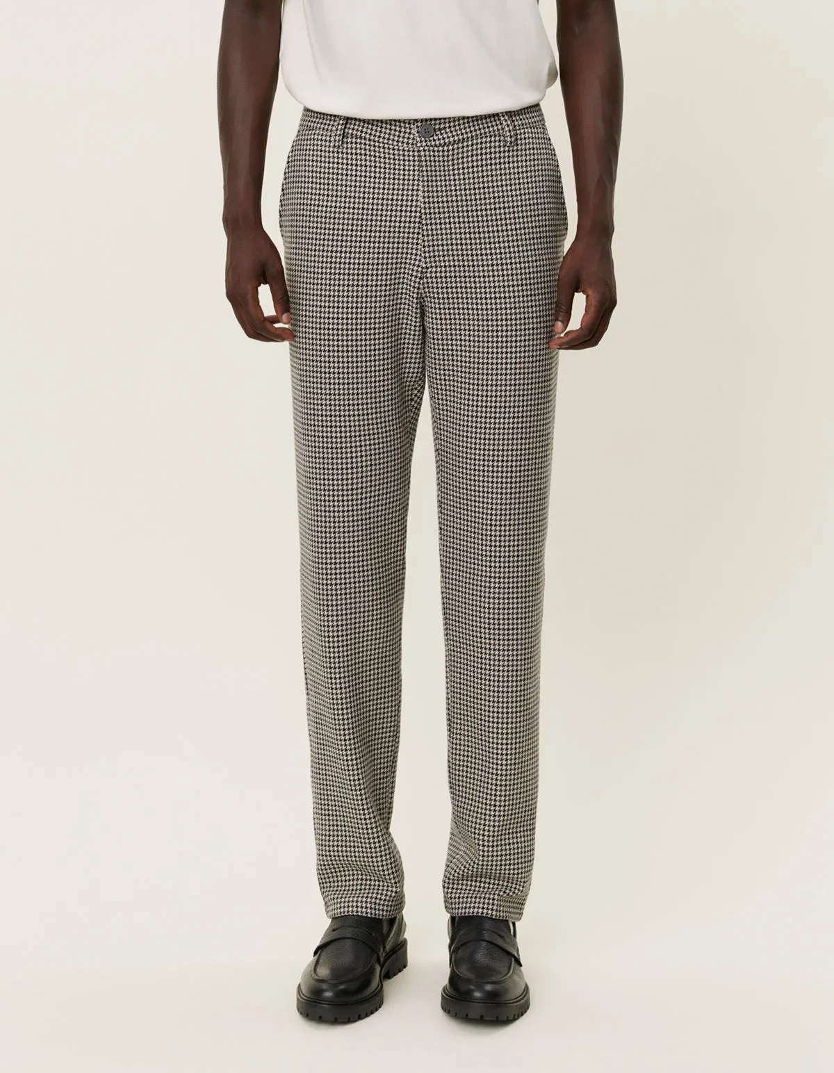Como Reg Houndstooth Suit Pant in Light Desert Sand/Black