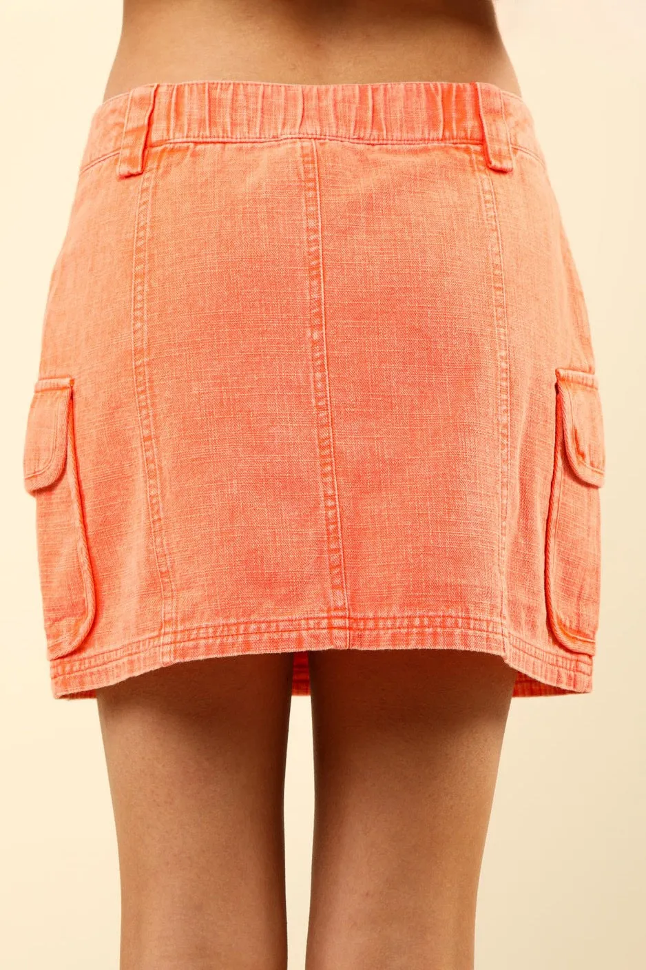 Cotton Washed Skirt Orange