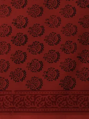 Crimson Red Black Bagh Printed Cotton Fabric Per Meter - F005F2084