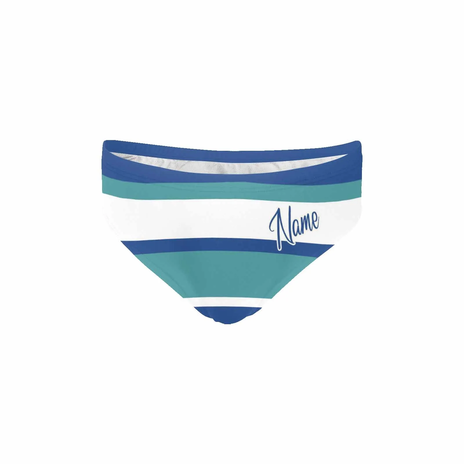 Custom Name Blue Triangle Swim Briefs Personalized White Stripes Men's Swim Shorts for Summer Sports