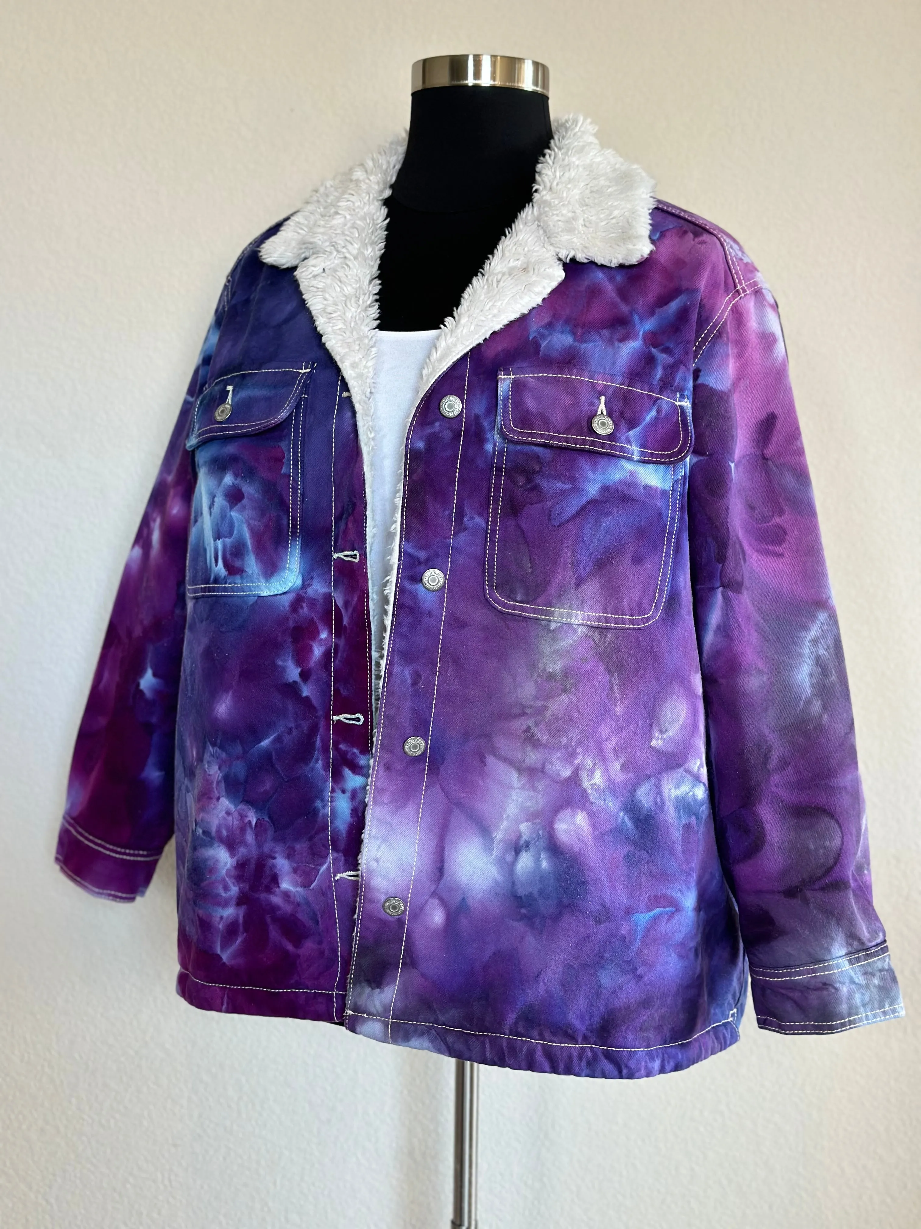 Custom Sherpa Lined Denim Jacket in Purples for Laura