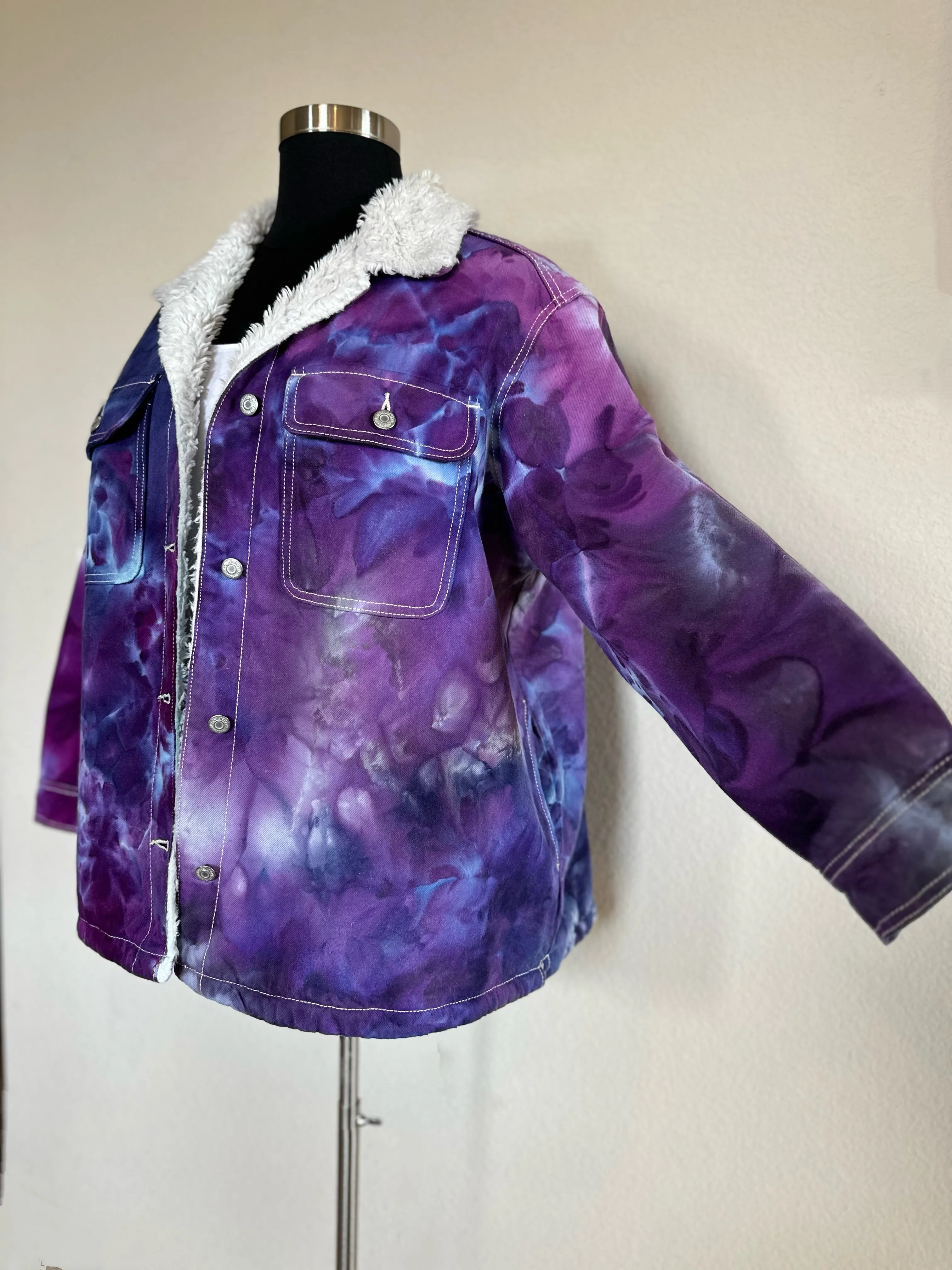 Custom Sherpa Lined Denim Jacket in Purples for Laura