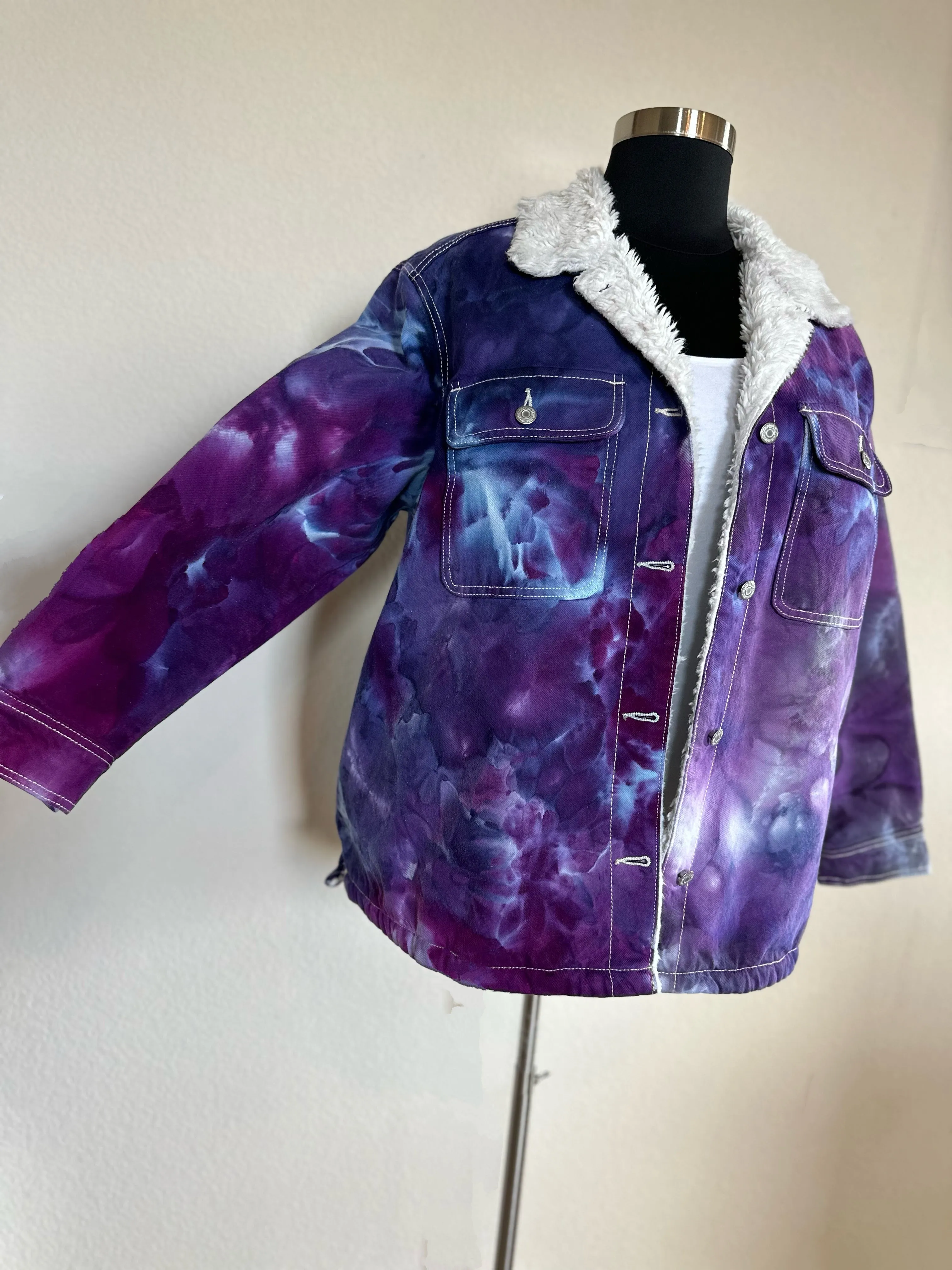 Custom Sherpa Lined Denim Jacket in Purples for Laura