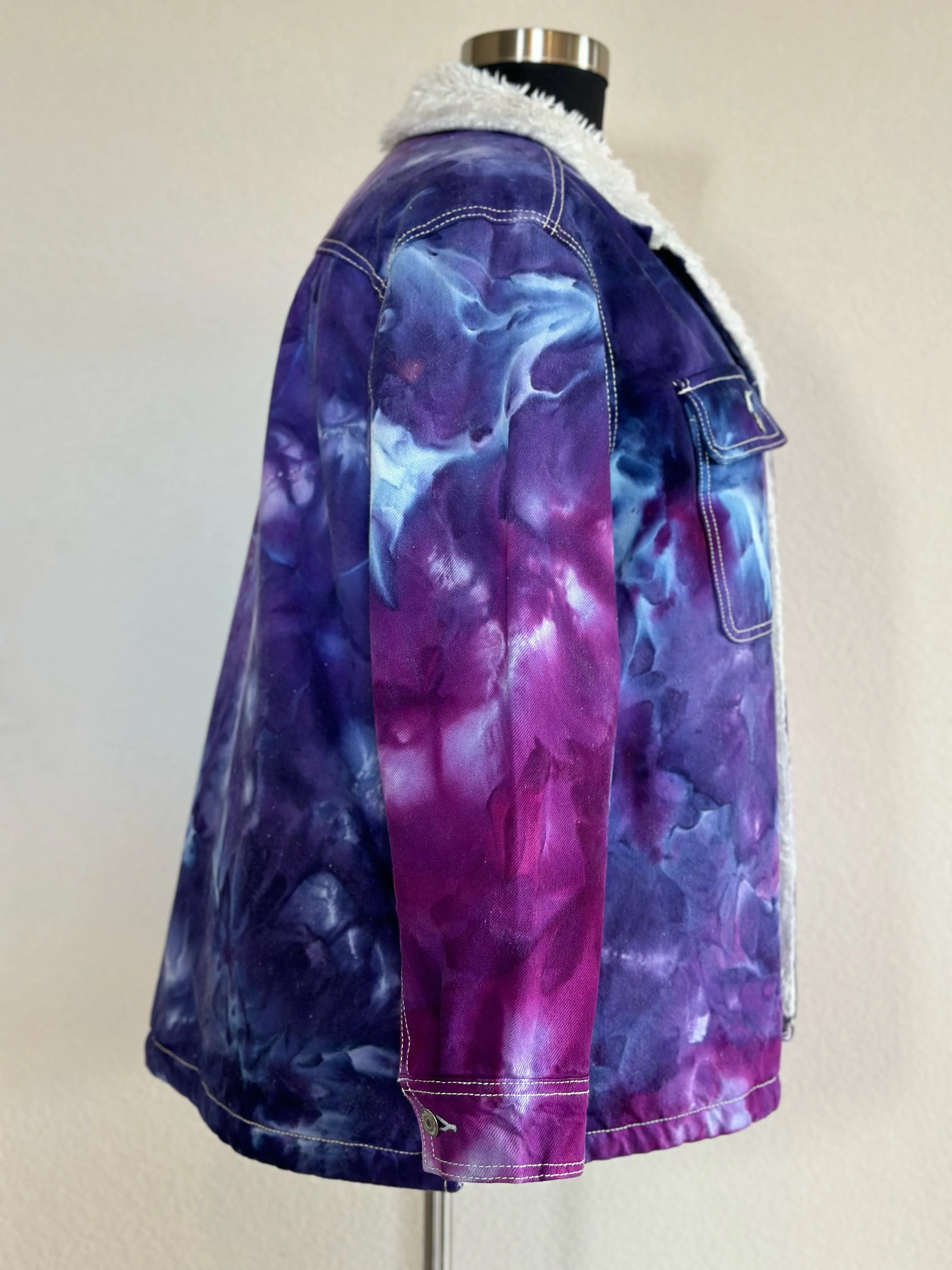 Custom Sherpa Lined Denim Jacket in Purples for Laura