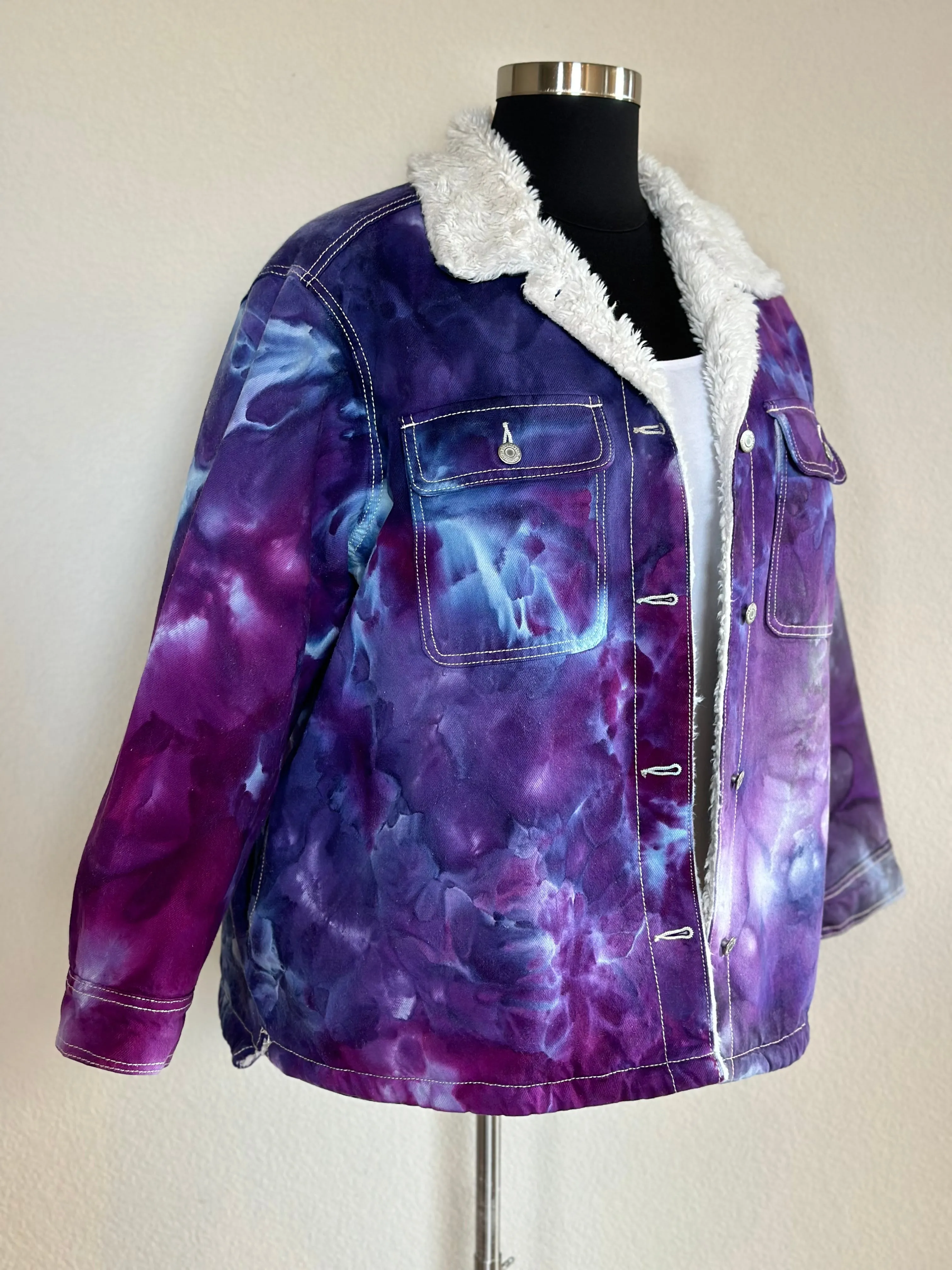 Custom Sherpa Lined Denim Jacket in Purples for Laura