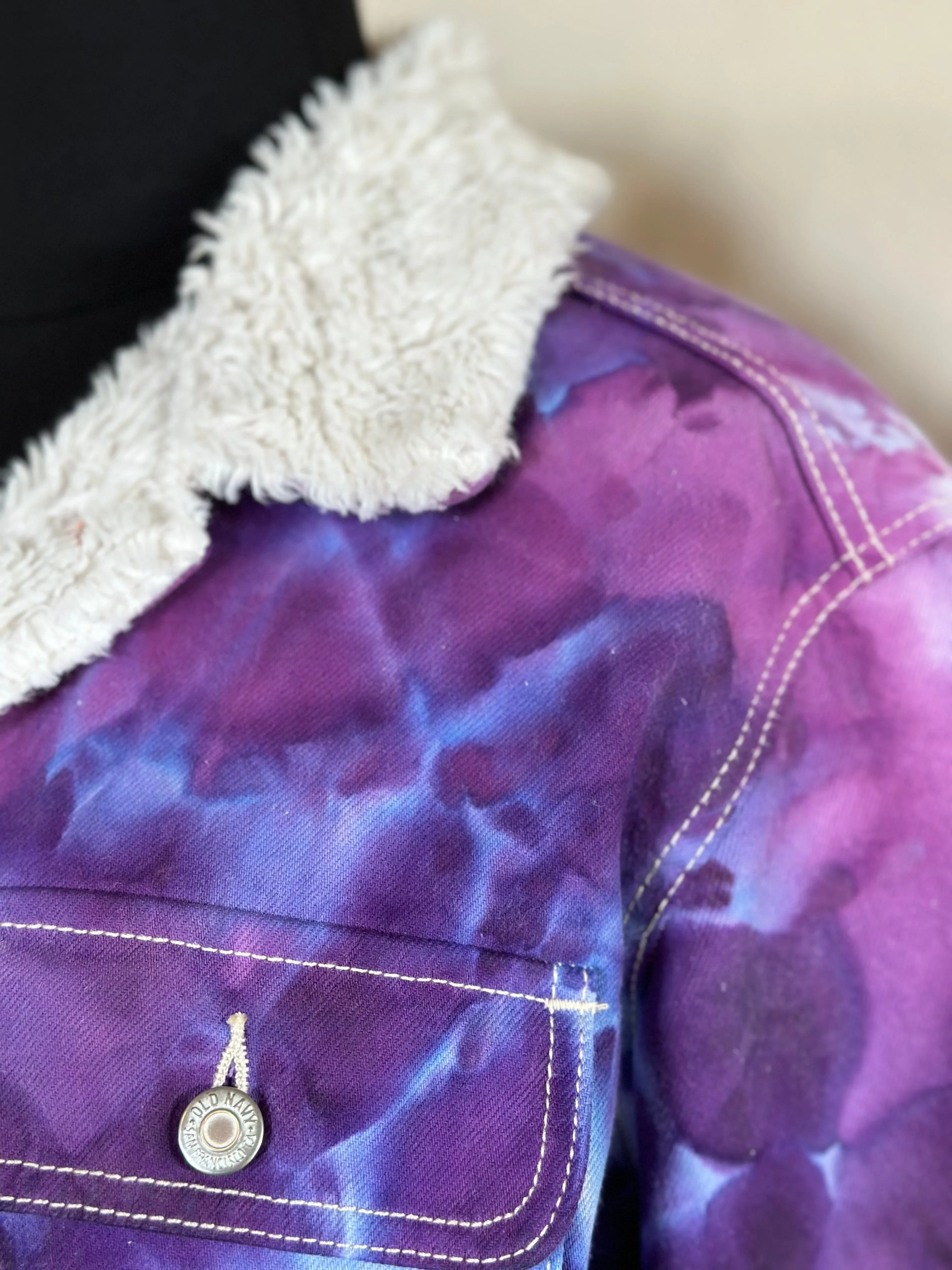 Custom Sherpa Lined Denim Jacket in Purples for Laura