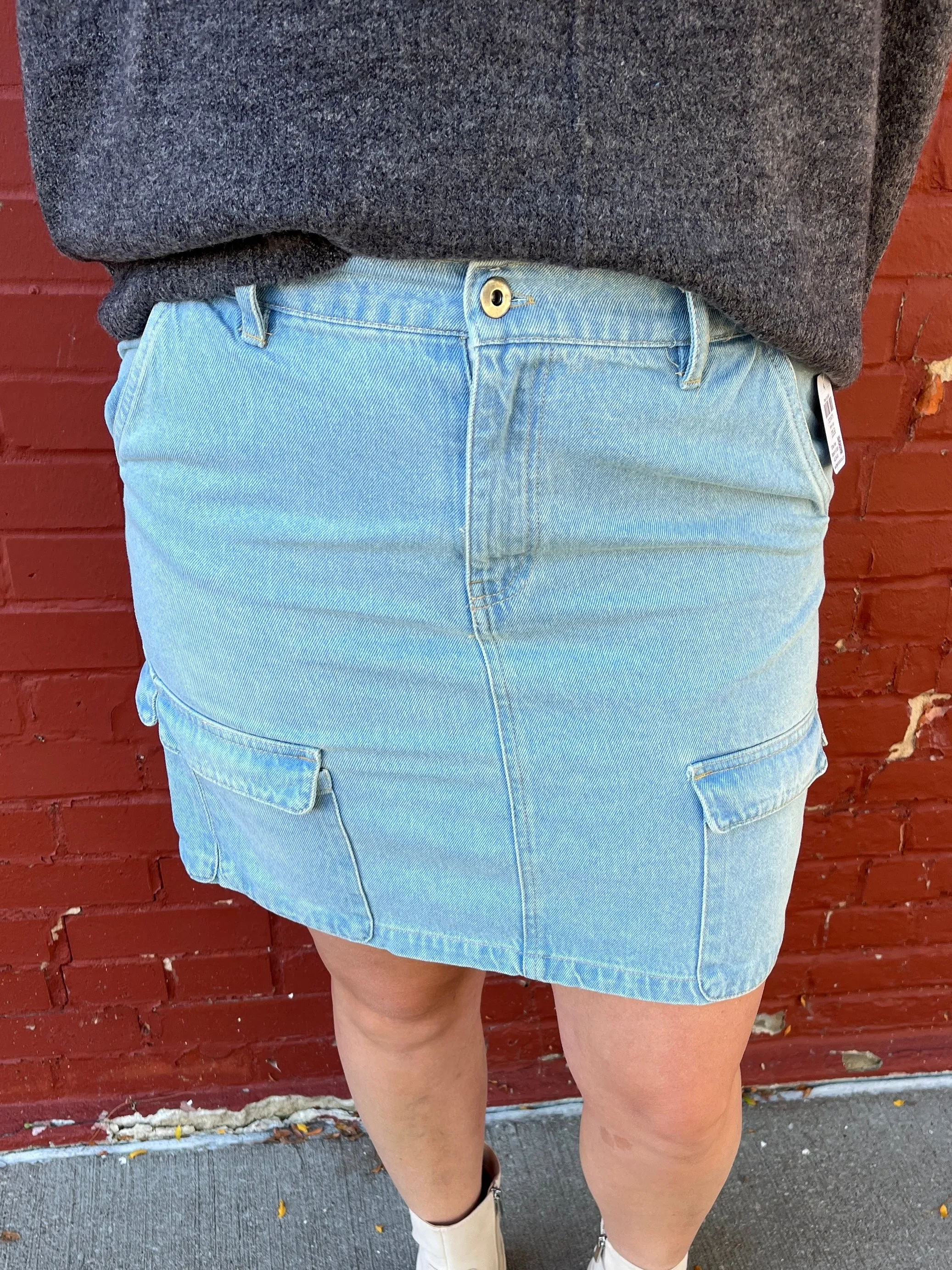 Denim Cargo Skirt