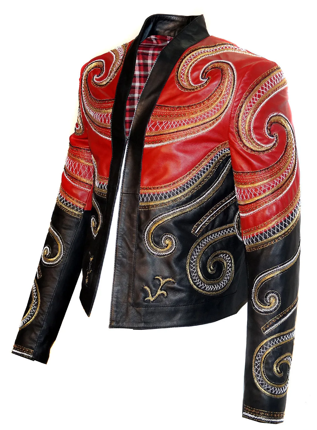 Designer Embroidered Men Leather Jacket