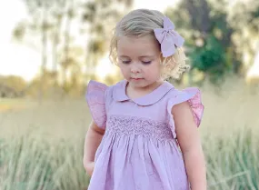 Dusty Pink Linen Smocked Dress