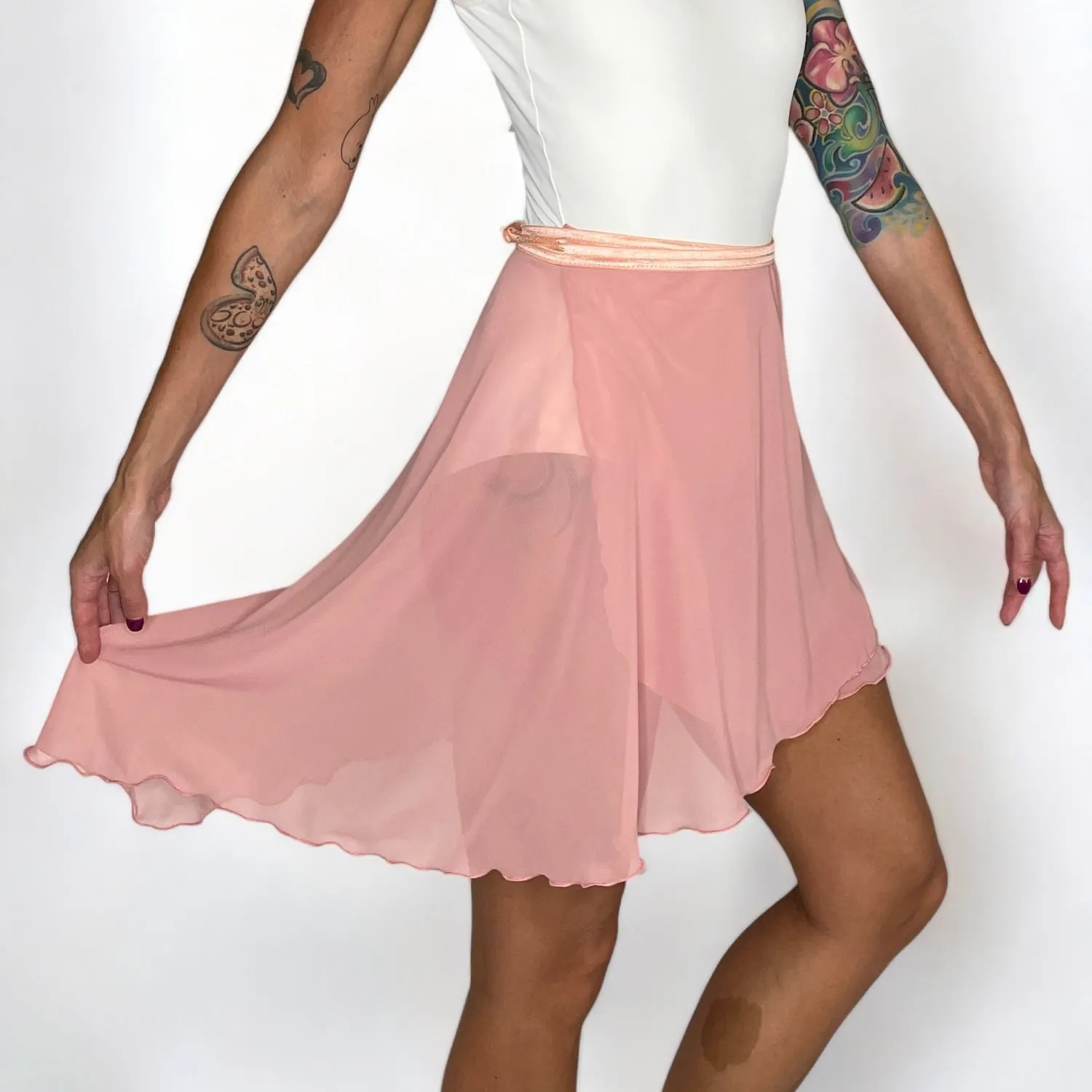 Dusty Rose Chiffon Ballet Wrap Skirt - Contemporary