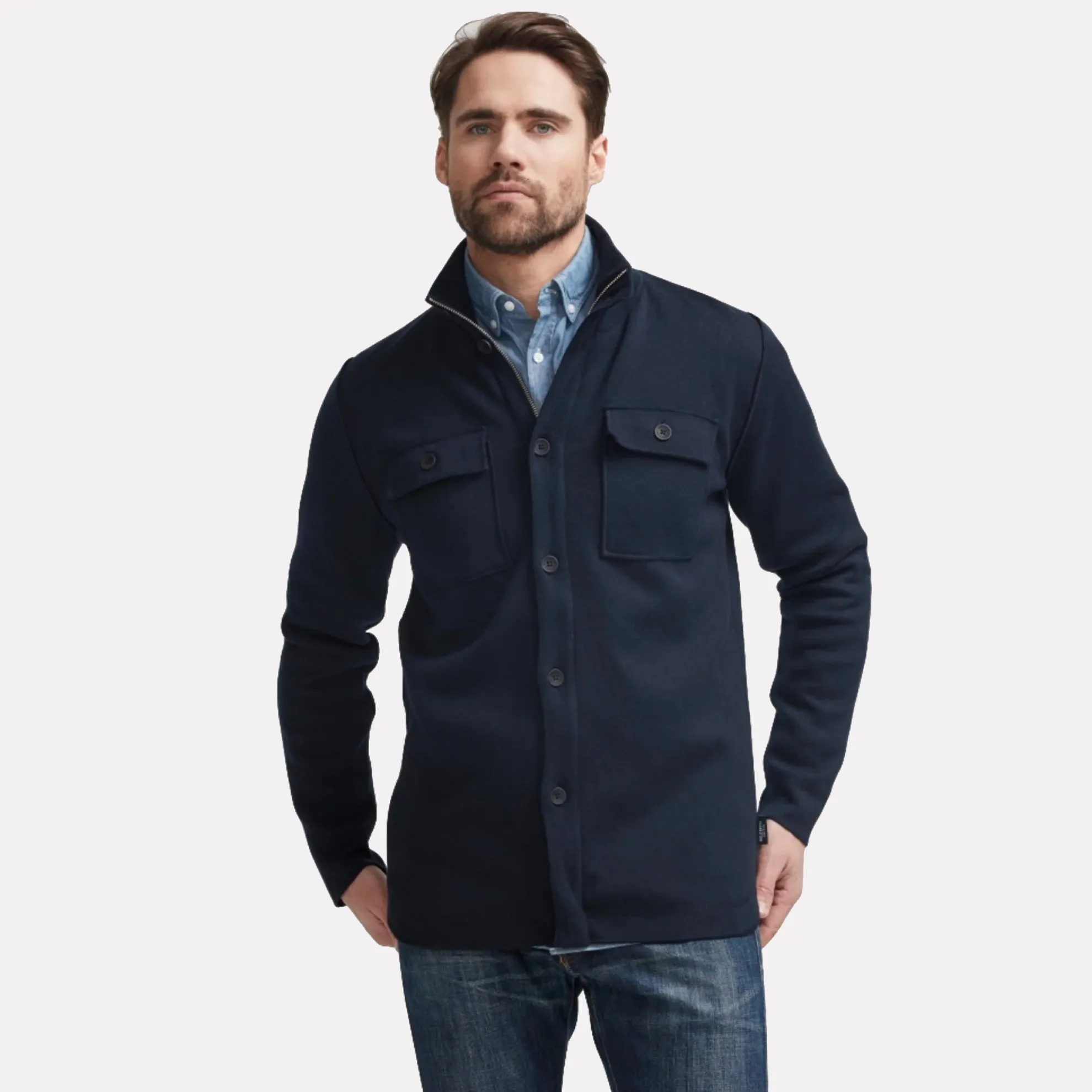 Edwin Wind Proof Knitted Shirt Jacket / Navy Blue