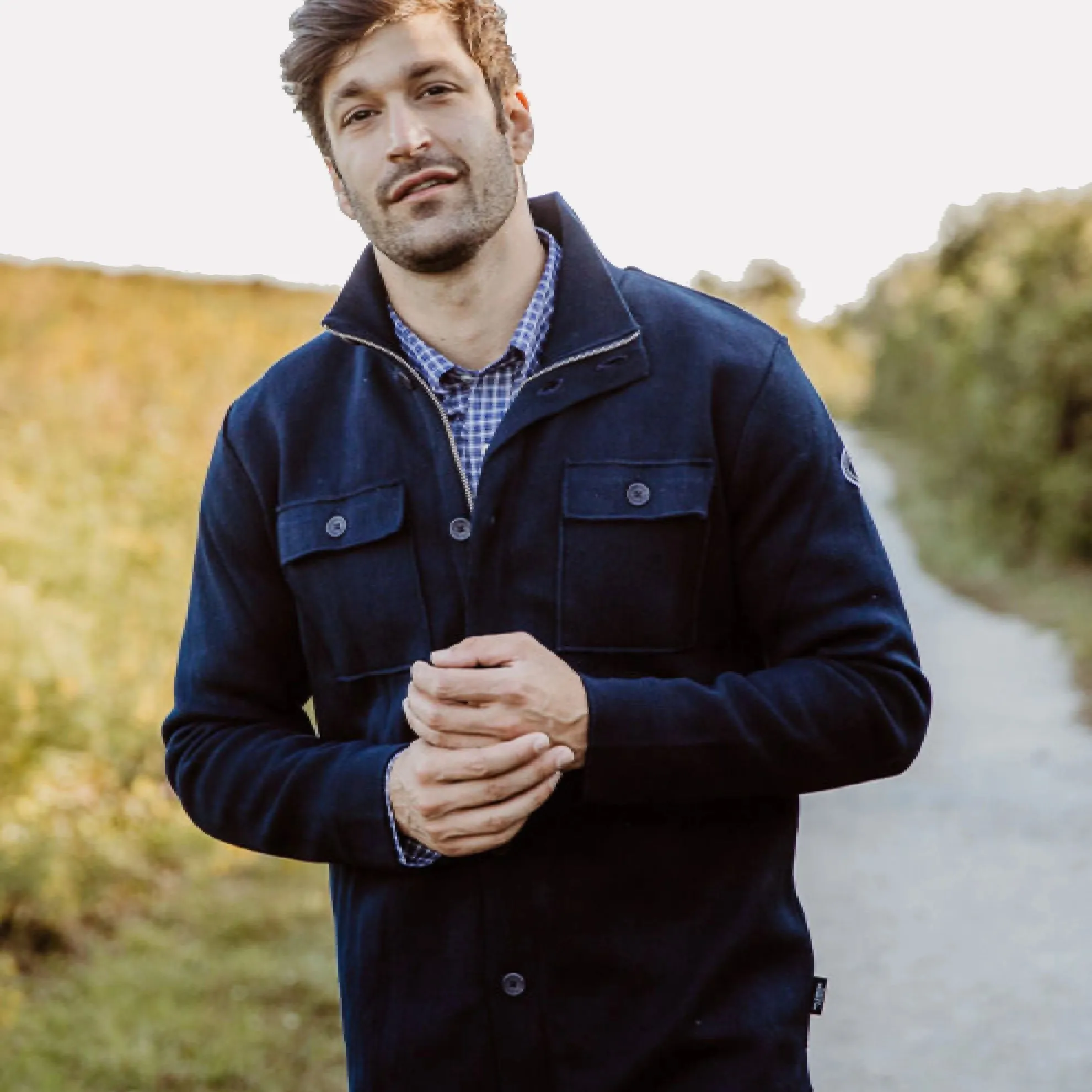 Edwin Wind Proof Knitted Shirt Jacket / Navy Blue