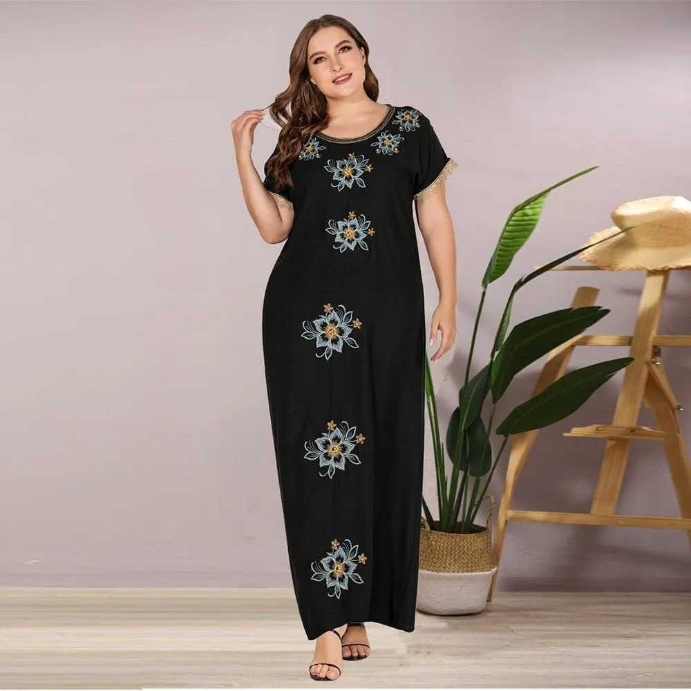 Embroidered Beaded Long Dress