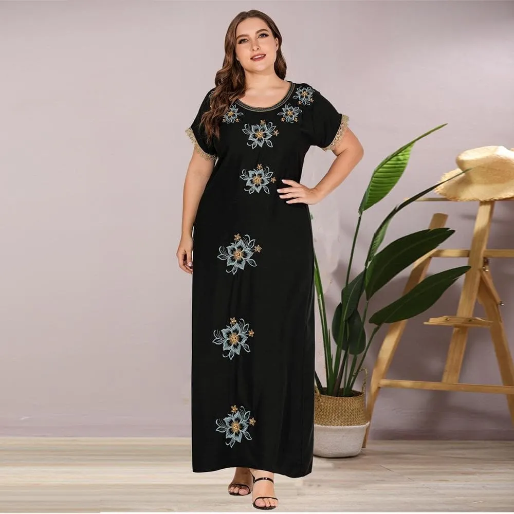 Embroidered Beaded Long Dress