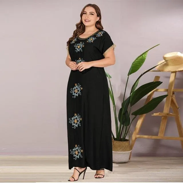 Embroidered Beaded Long Dress