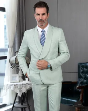 Fashion 2 Pieces Mens Patterned Suit Flat Shawl Lapel Tuxedos（Blazer Pants）
